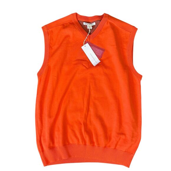 Cutter & Buck Other - NWT Cutter & Buck Orange Cotton V Neck Outdoor Tight Knit Sweater Vest Sz Medium